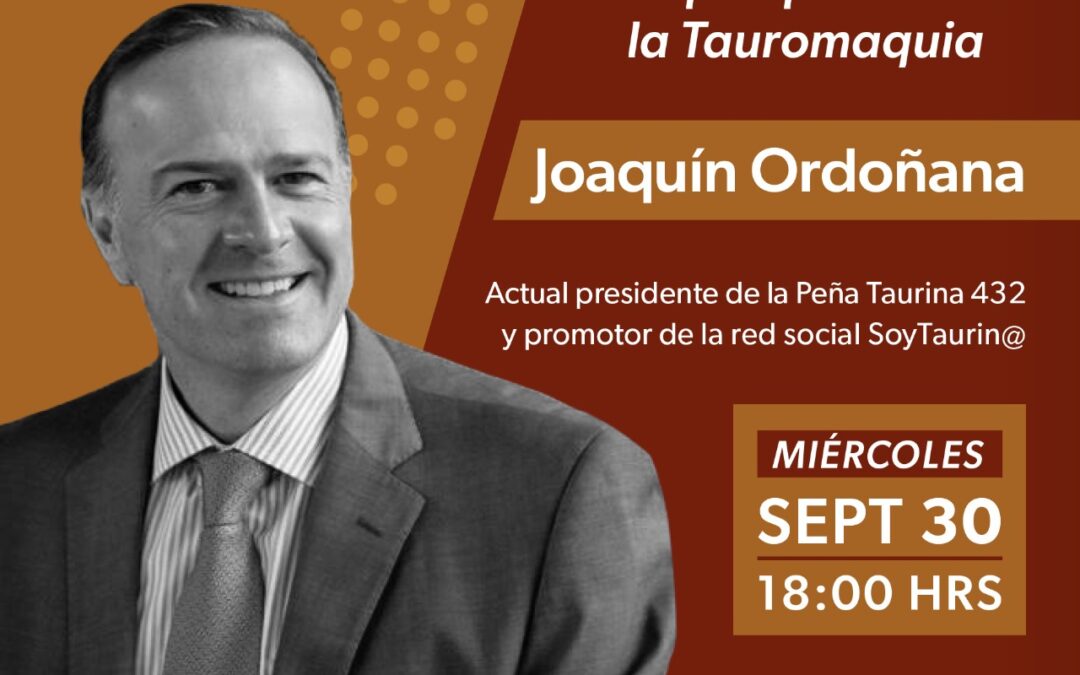 ¡HOY! Joaquín Ordoñana en punto de las 6:00pm Recuerda que puedes volver a ver las conferencias de #SoyTaurin@  ¡Regístrate! y no te pierdas los #MiercolesDeSoyTaurinoTV