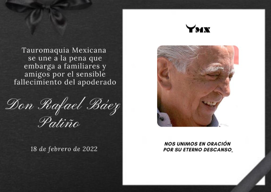 TMX lamenta el sensible fallecimiento del Apoderado Don Rafael Báez, nos unimos en oración por su eterno descanso