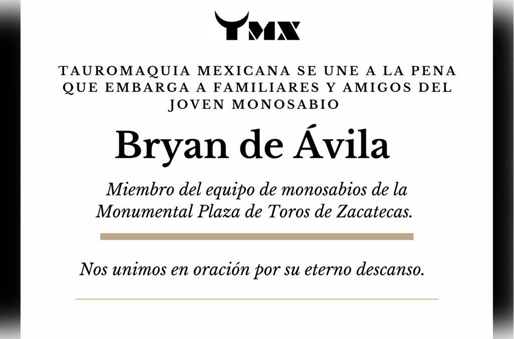 TMX nos unimos por eterno descanso. Bryan de Ávila